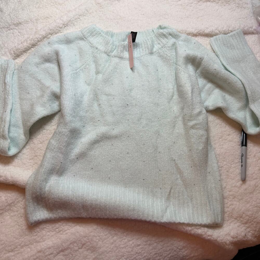 VS rhinestone mint sweater XS